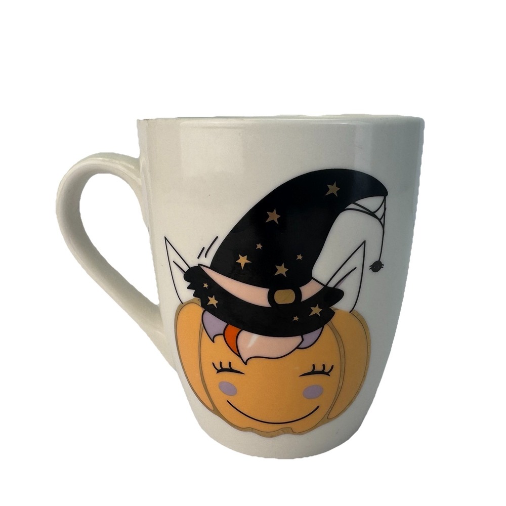 Lily and Grace Happy Halloween Cup Mug Tea Coffee Pumpkin Cat‎ Witch Hat
